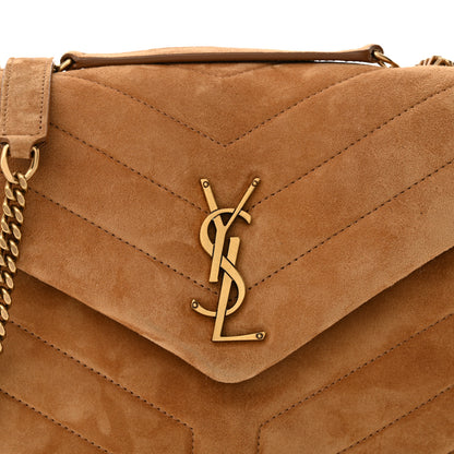 Saint Laurent Suede Calfskin Y Quilted Monogram Small Loulou Chain Satchel Cinnamon 8 of 11