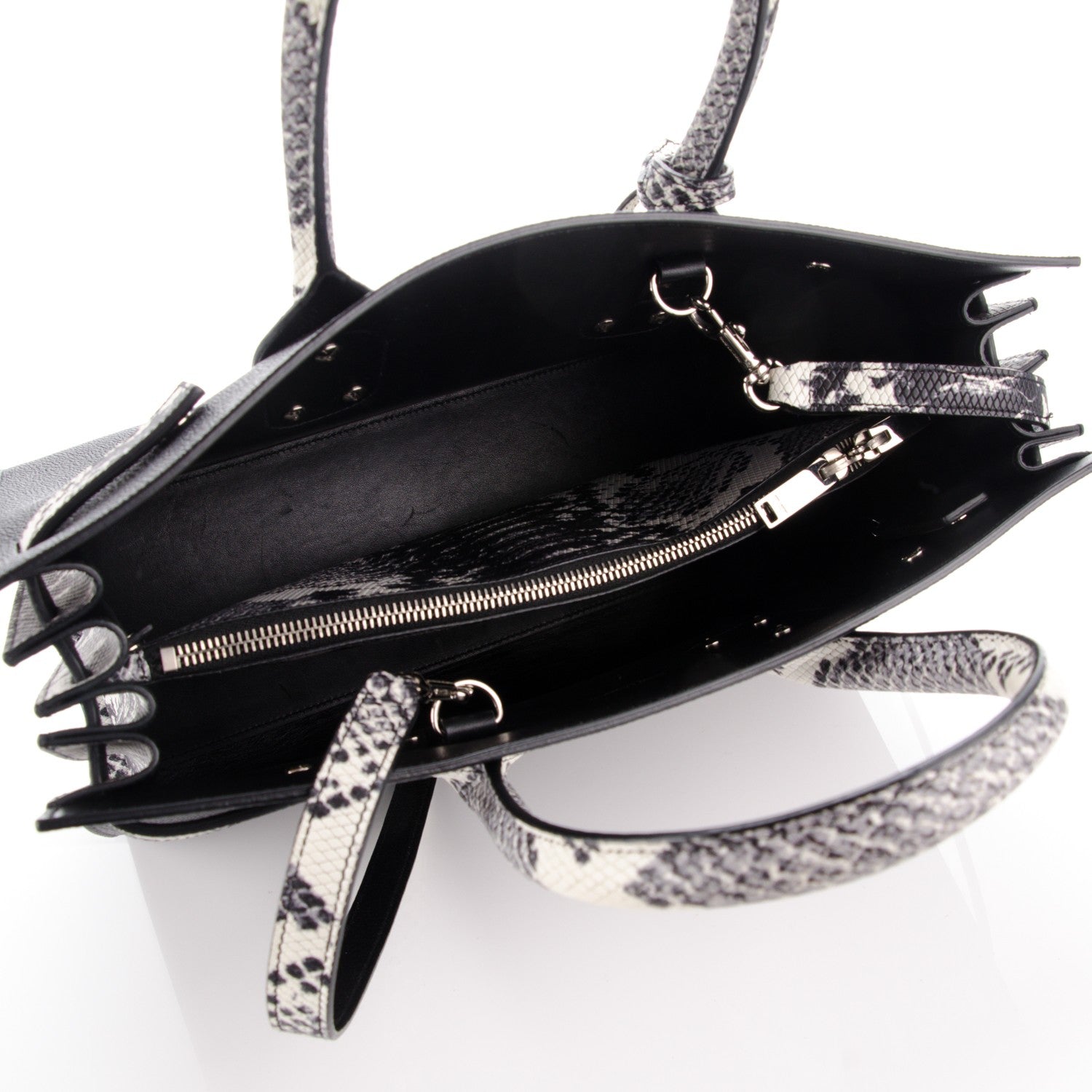 Saint Laurent Grained Calfskin Embossed Python Small Sac De Jour Black 5 of 9