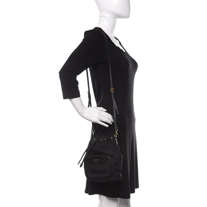 Prada Saffiano Tessuto Nylon Mini Bucket Crossbody Bag Black 2 of 9