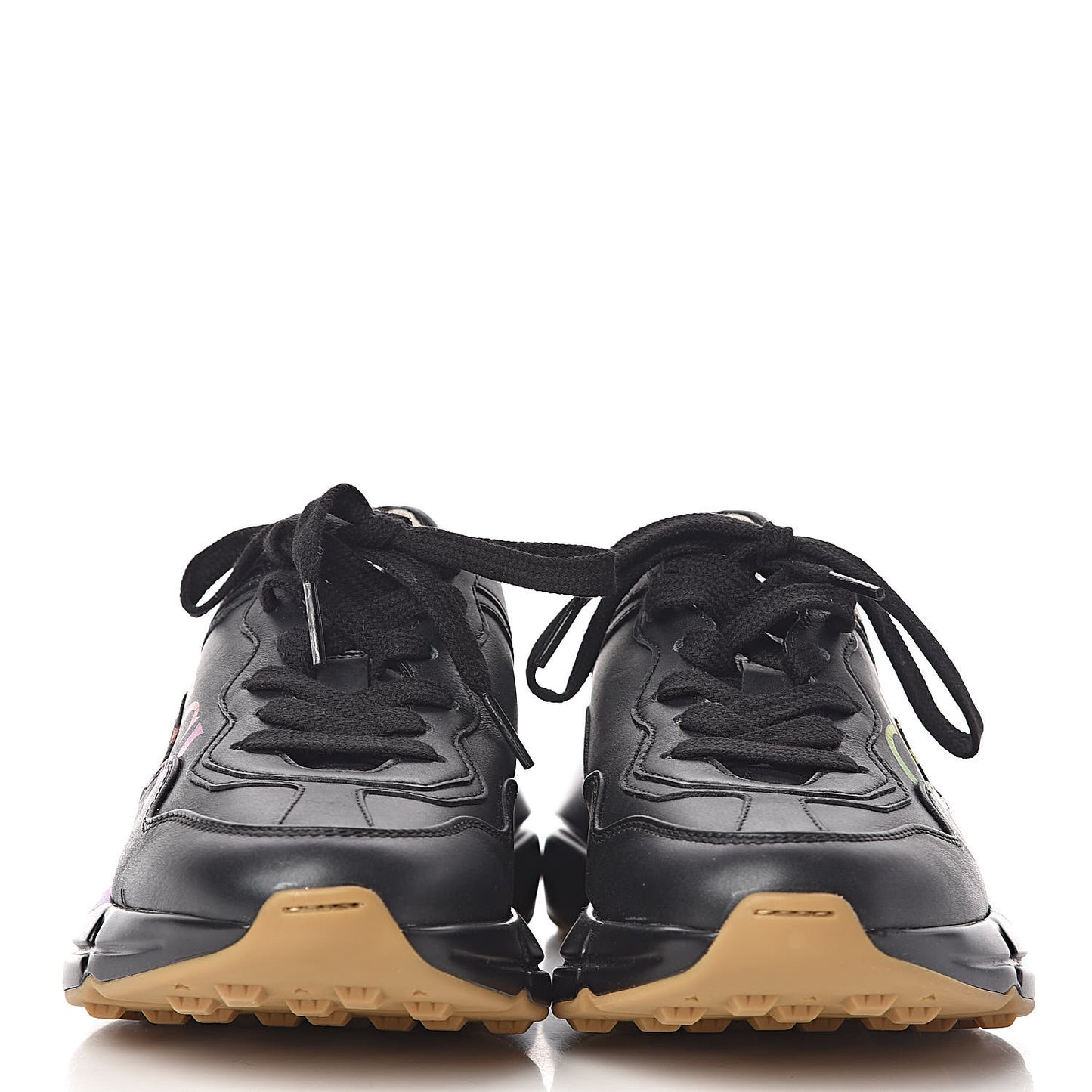 Calfskin Iridescent Logo Womens Rhyton Sneakers 35 Black