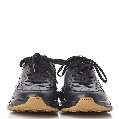 Gucci Calfskin Iridescent Logo Womens Rhyton Sneakers 35 Black 2 of 8