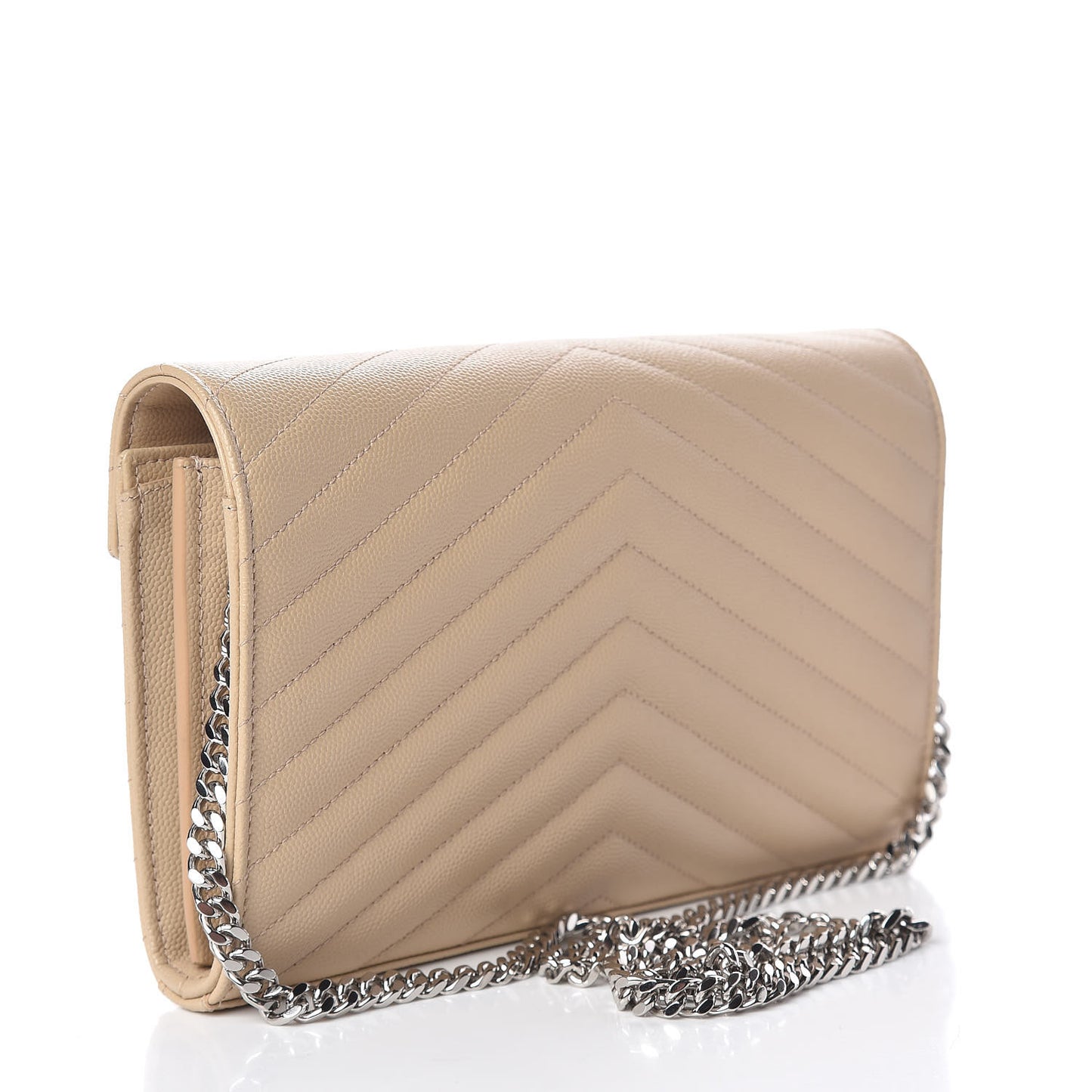 Grain De Poudre Matelasse Chevron Monogram Chain Wallet Nude Powder