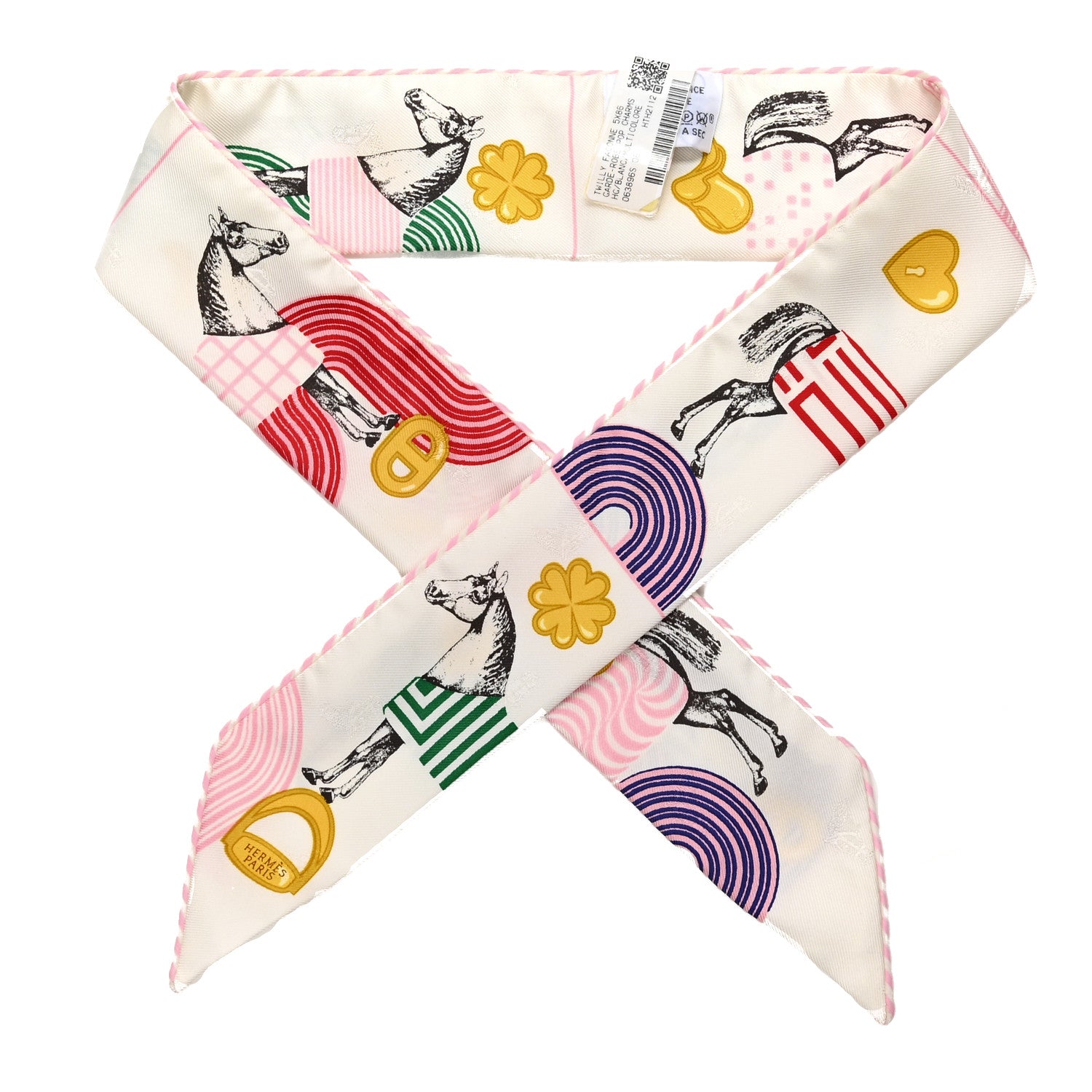 Hermes Silk Garde Robe Pop Charms Twilly White Multicolor 1 of 4
