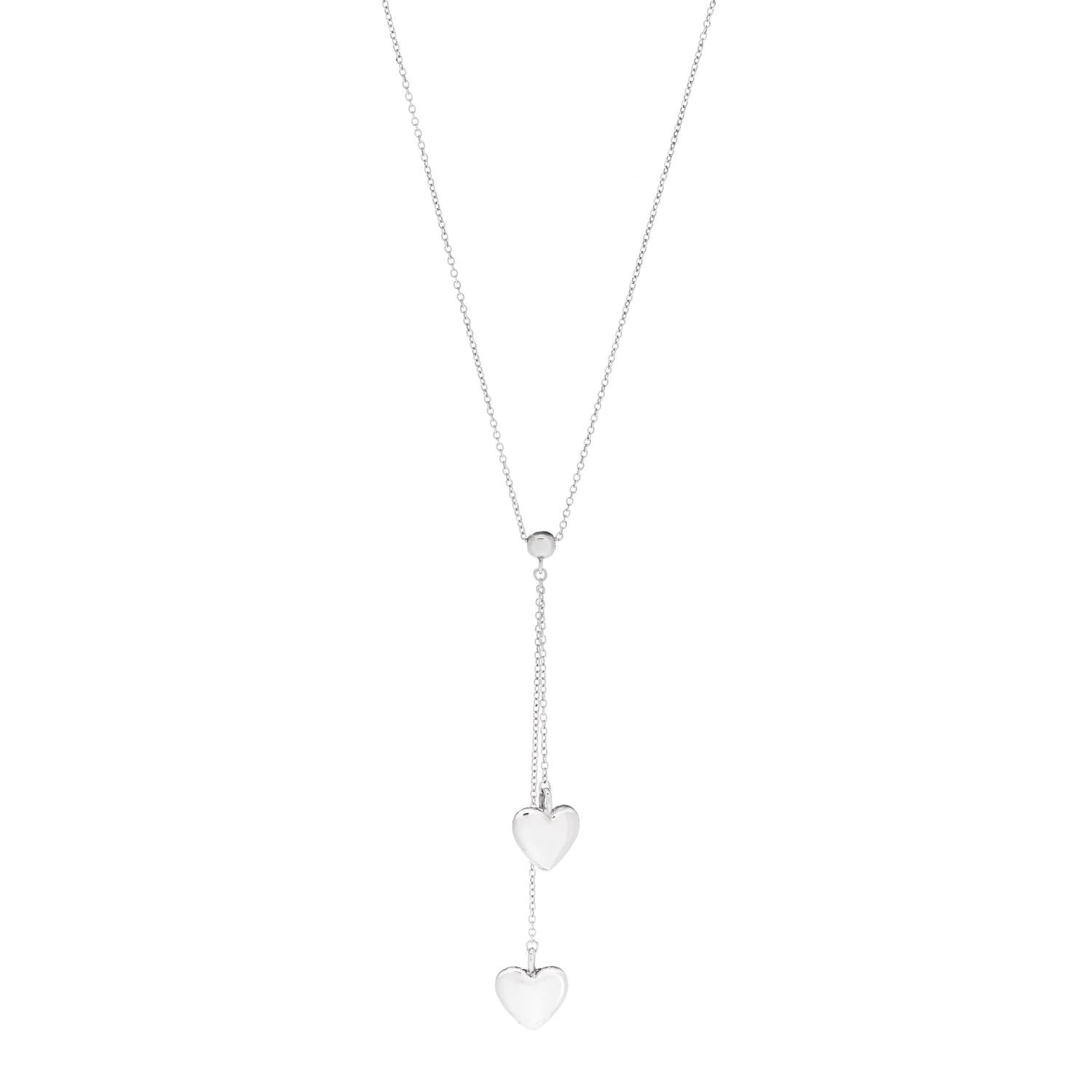 Tiffany Sterling Silver Double Heart Lariat Pendant Necklace 1 of 6