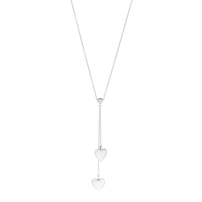 Tiffany Sterling Silver Double Heart Lariat Pendant Necklace 1 of 6