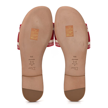 Christian Dior Canvas Embroidered Dway Mules Slide Sandals 38.5 Poppy Red 5 of 10