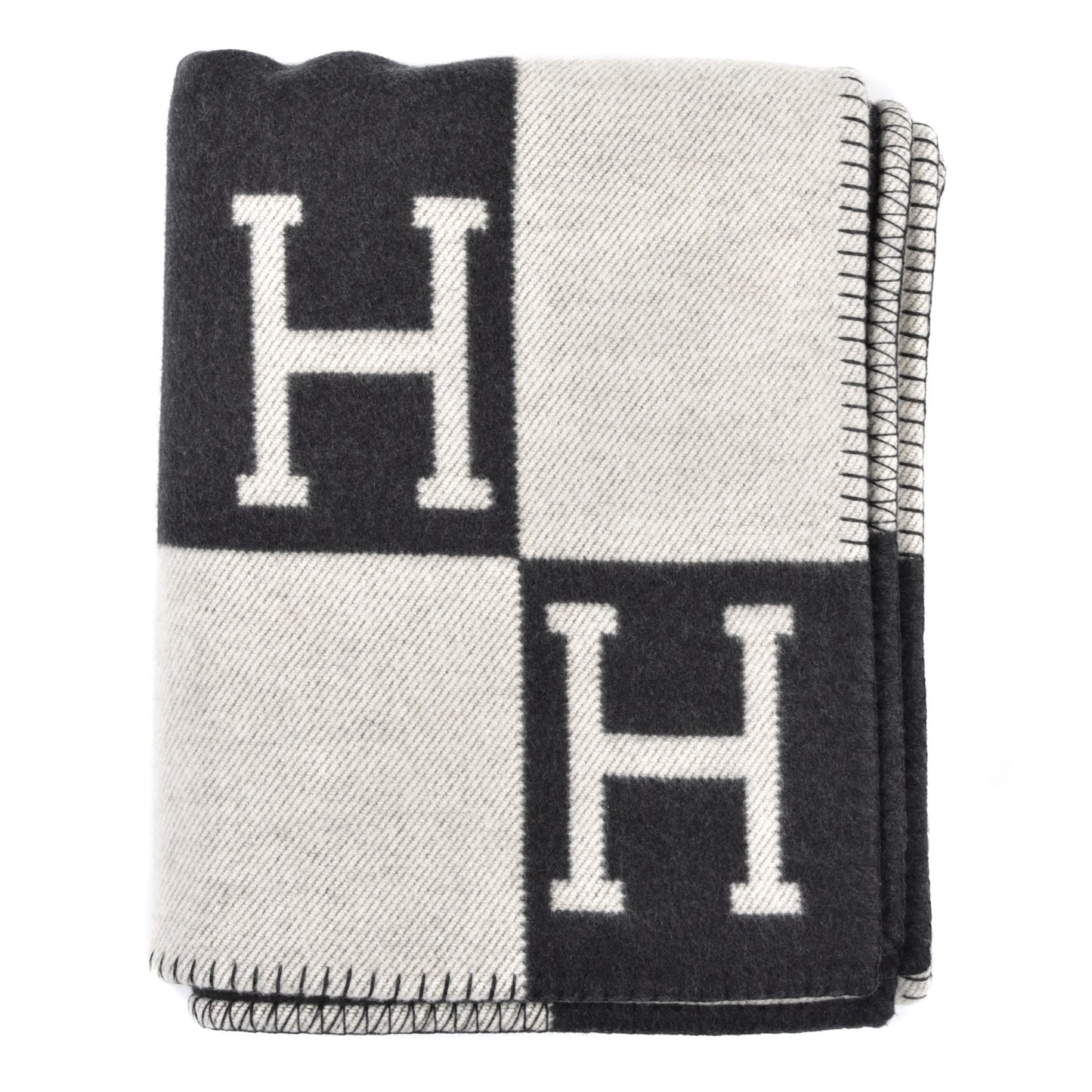 Wool Cashmere Avalon Blanket Ecru Gris Fonce