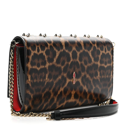 Christian Louboutin Patent Leopard Print Spikes Loubinthesky Paloma Clutch 3 of 11