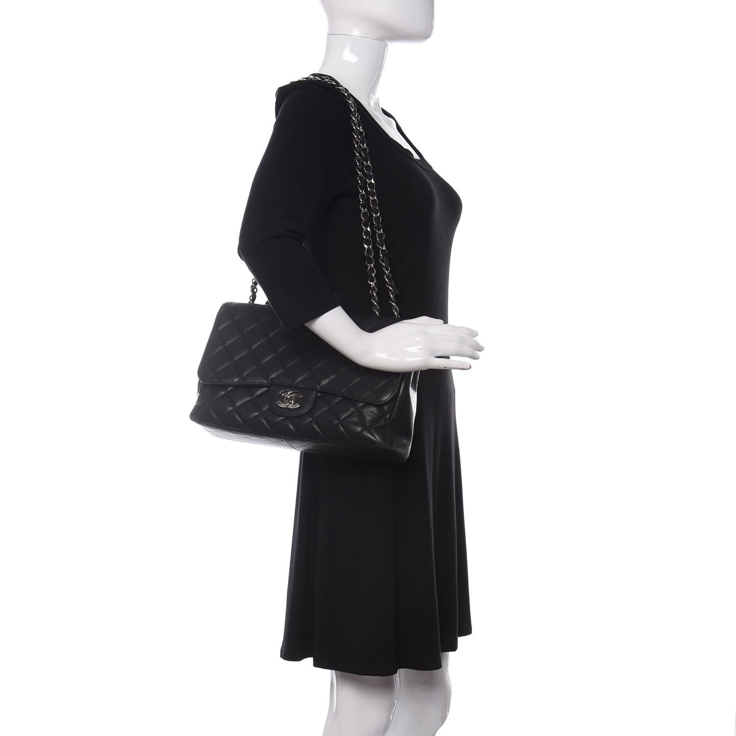 Caviar Quilted Jumbo Single Flap Black