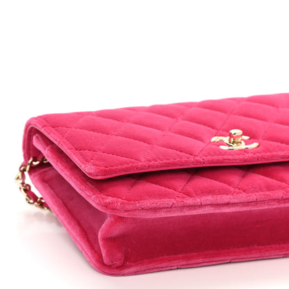 Chanel Velvet Quilted Pearl Crush Wallet On Chain WOC Pink 11 of 12