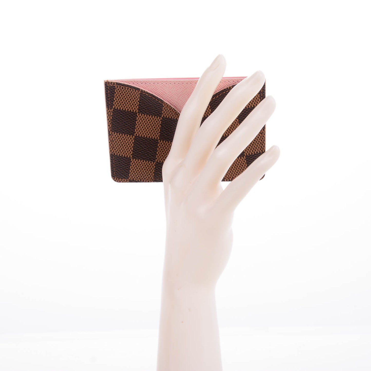 Damier Ebene Caissa Card Holder Rose Ballerine