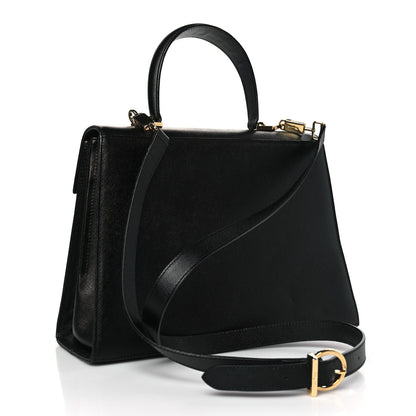 Salvatore Ferragamo Hammered Calfskin Iconic Large Top Handle Bag Black 3 of 10