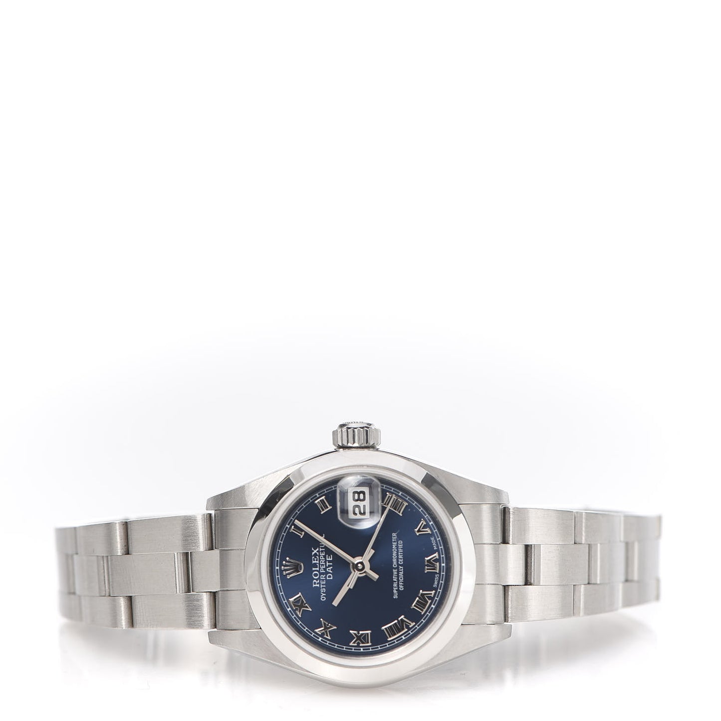 Stainless Steel 26mm Oyster Perpetual Date Watch Blue Roman 79160