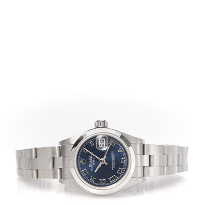 Rolex Stainless Steel 26mm Oyster Perpetual Date Watch Blue Roman 79160 3 of 6