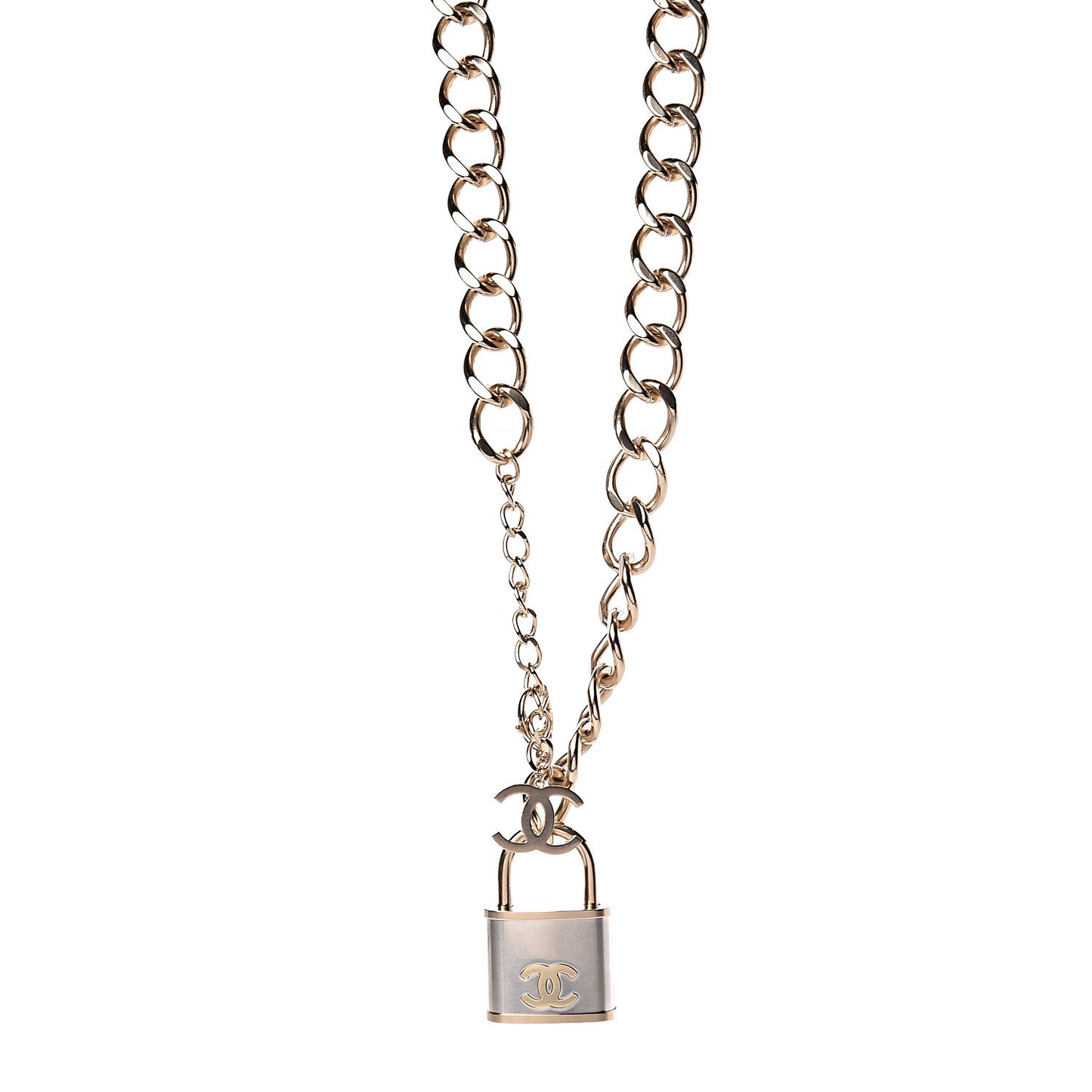 CC Oversized Padlock Necklace Gold Silver