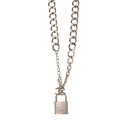 Chanel CC Oversized Padlock Necklace Gold Silver 1 of 6
