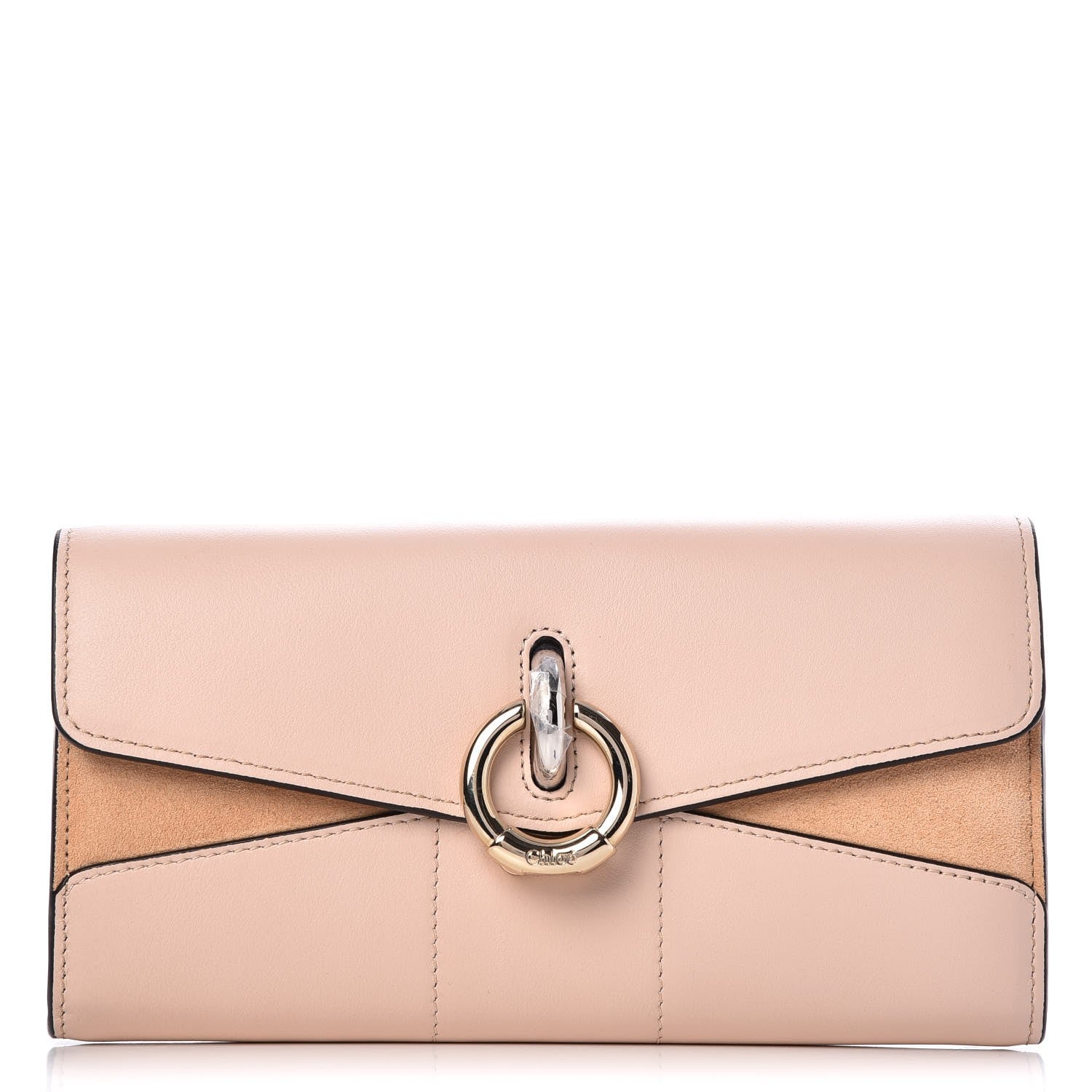 Chloe Calfskin Suede Circle C Long Wallet Cement Pink 1 of 10
