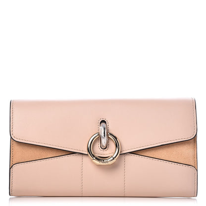 Chloe Calfskin Suede Circle C Long Wallet Cement Pink 1 of 10