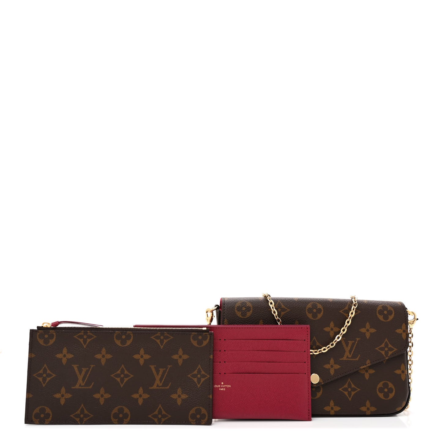 Monogram Pochette Felicie Chain Wallet Fuchsia