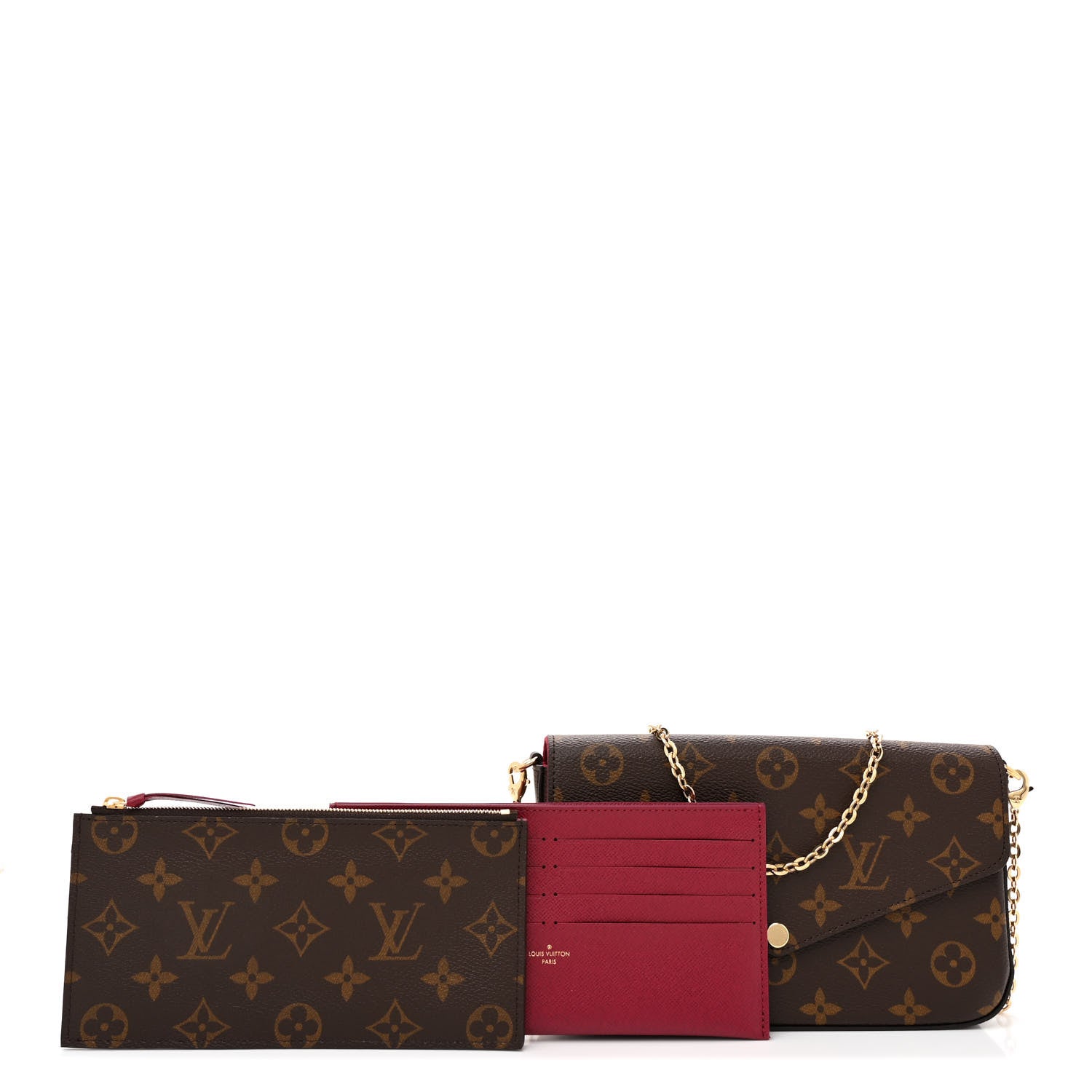 Louis Vuitton Monogram Pochette Felicie Chain Wallet Fuchsia 3 of 10