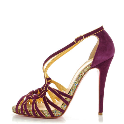 Christian Louboutin Suede Glitter 8 Mignons 120 Heels 39 Amethyst 1 of 7