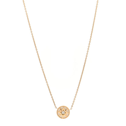 Christian Dior 18K Yellow Gold Diamond Mother of Pearl Rose Des Vents Necklace 1 of 5