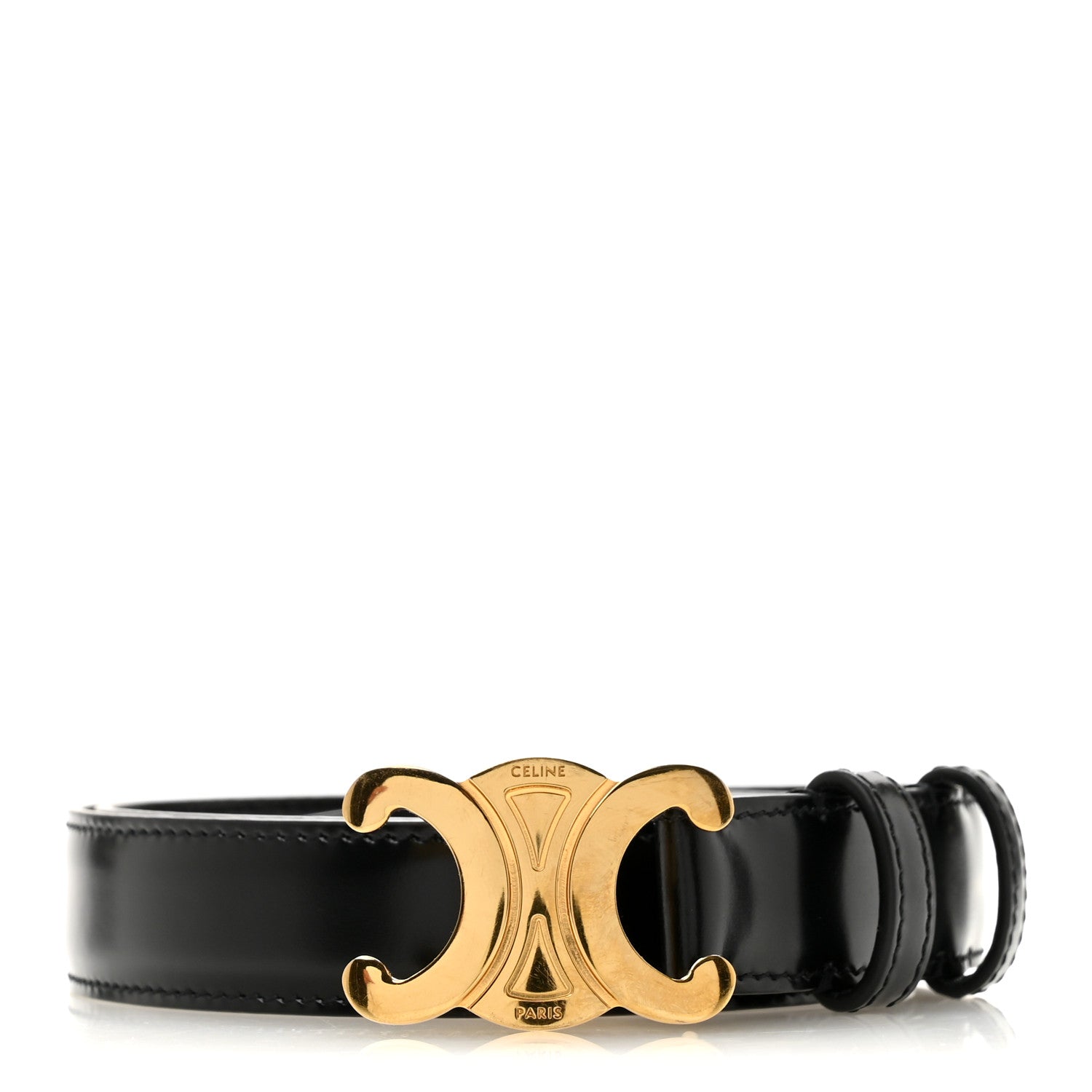 Celine Box Calfskin Medium 25mm Triomphe 80 32 Belt Black 1 of 8