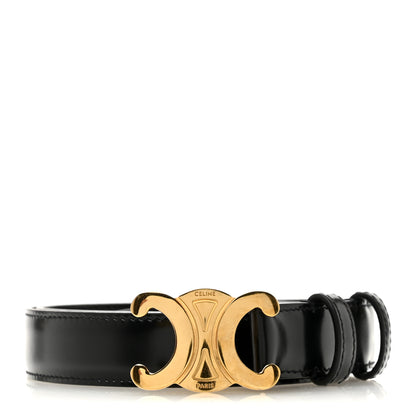 Celine Box Calfskin Medium 25mm Triomphe 80 32 Belt Black 1 of 8