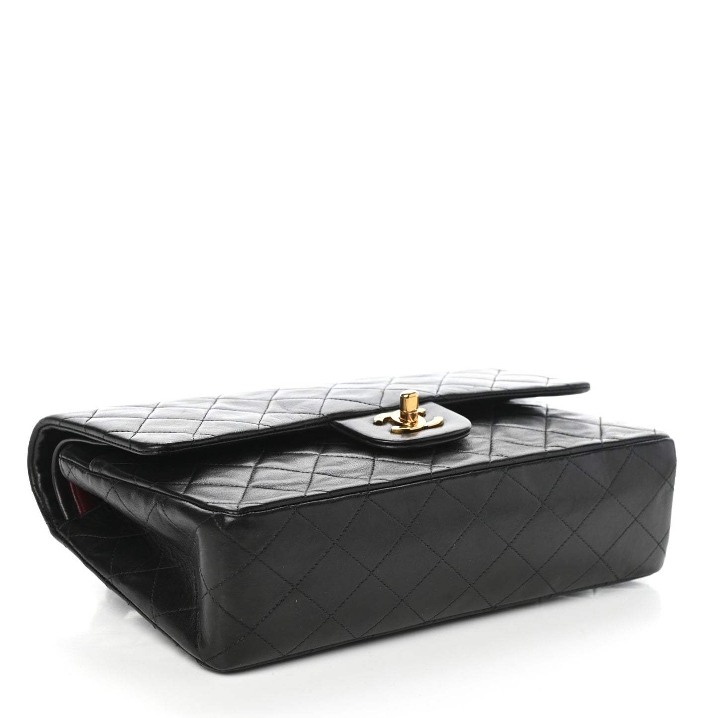 Lambskin Quilted Medium Double Flap Black