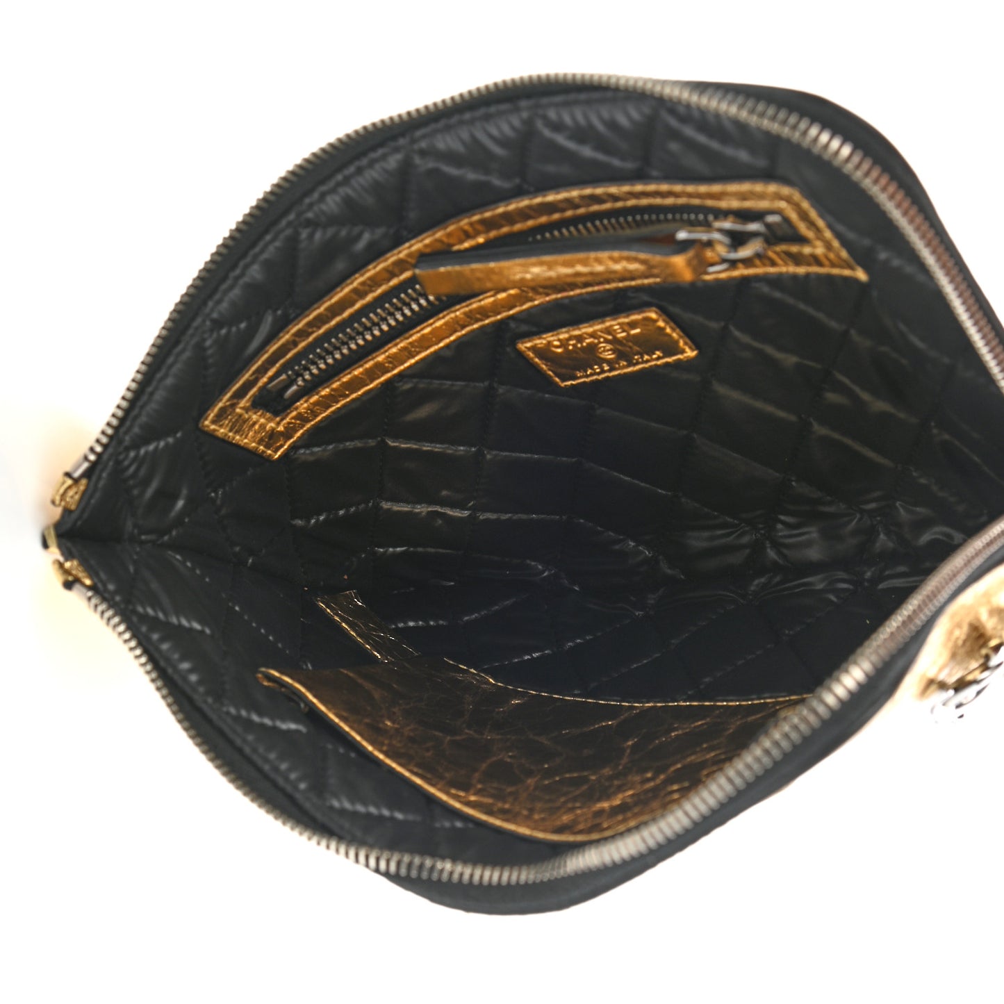 Metallic Lambskin Small Feminine Pouch Clutch Gold