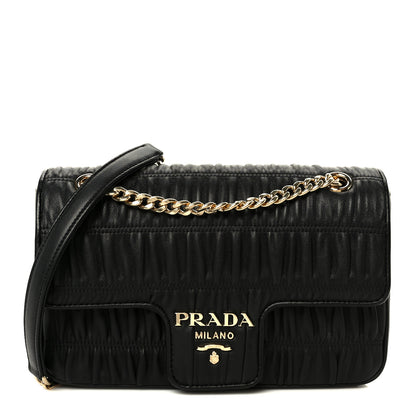 Prada Nappa Gaufre Medium Chain Flap Shoulder Bag Black 1 of 11