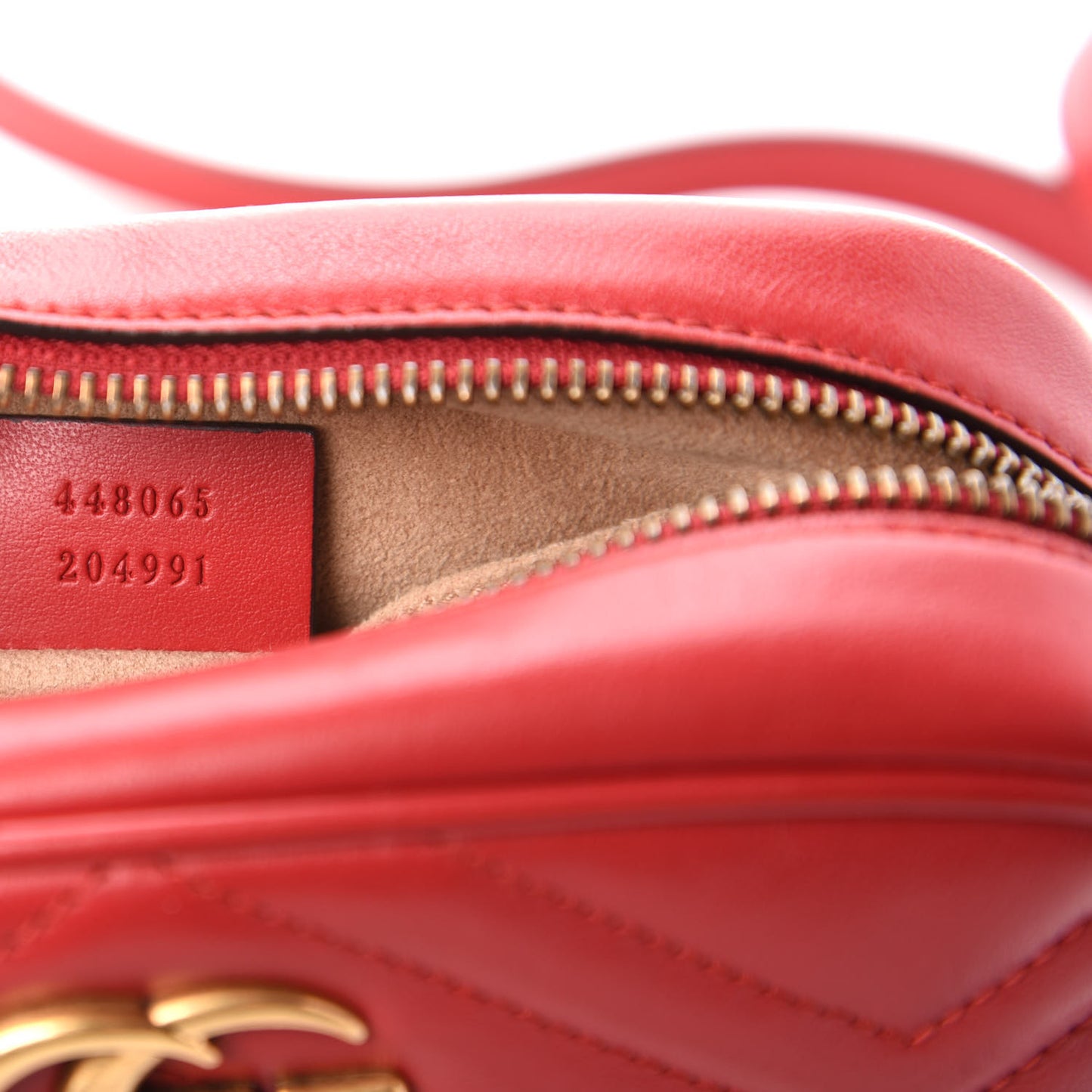 Calfskin Matelasse Mini GG Marmont Chain Shoulder Bag Hibiscus Red
