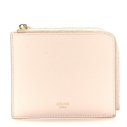 Celine Drummed Calfskin Medium Half Zip Multifunction Wallet Coin Purse Pink 1 of 11