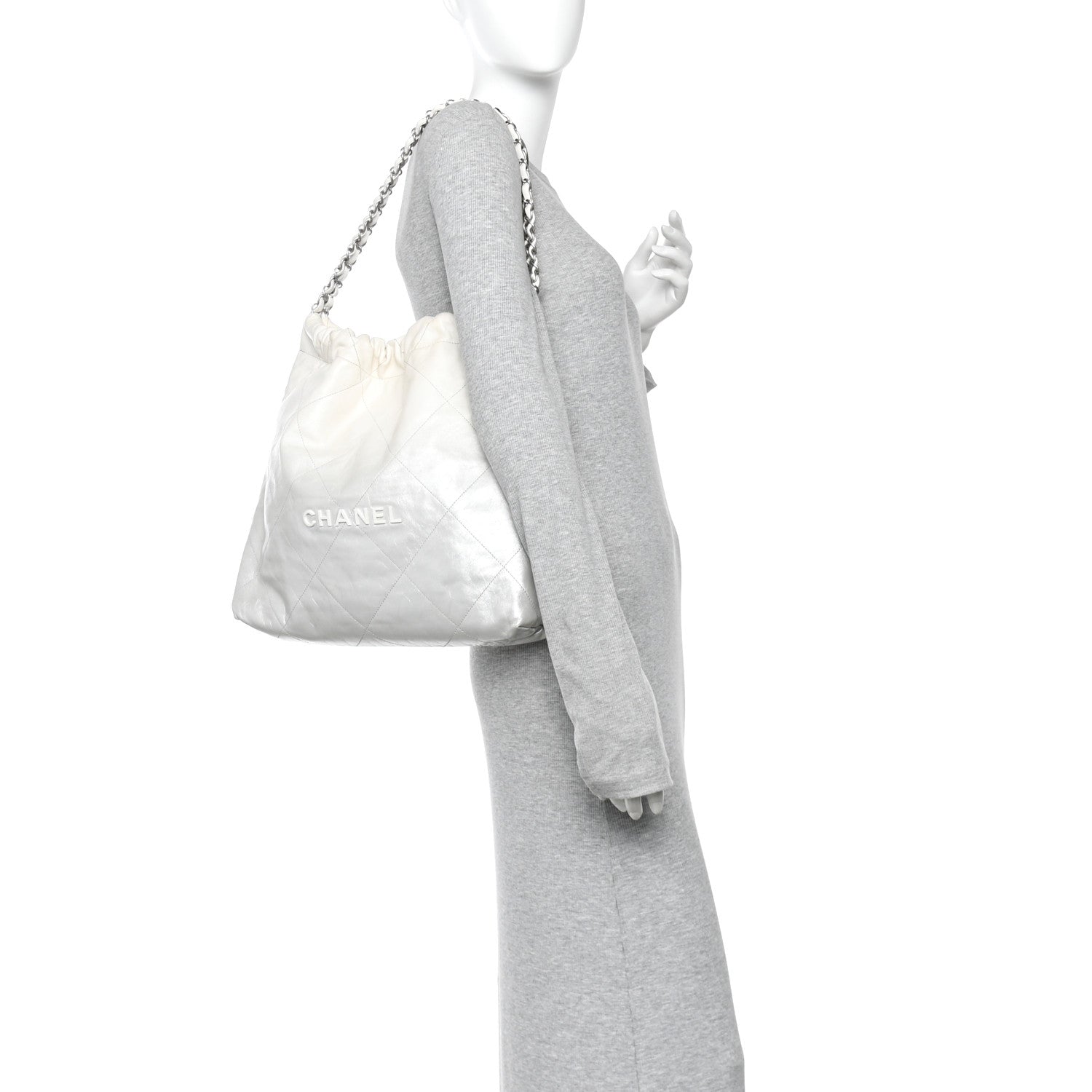 Chanel Metallic Shaded Calfskin Quilted Chanel 22 White Silver 3 of 12
