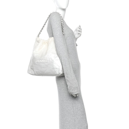 Chanel Metallic Shaded Calfskin Quilted Chanel 22 White Silver 3 of 12