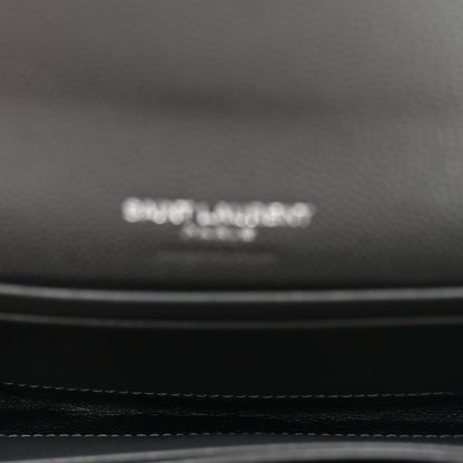 Saint Laurent Grain De Poudre Matelasse Chevron Small Monogram Envelope Wallet Storm 5 of 8