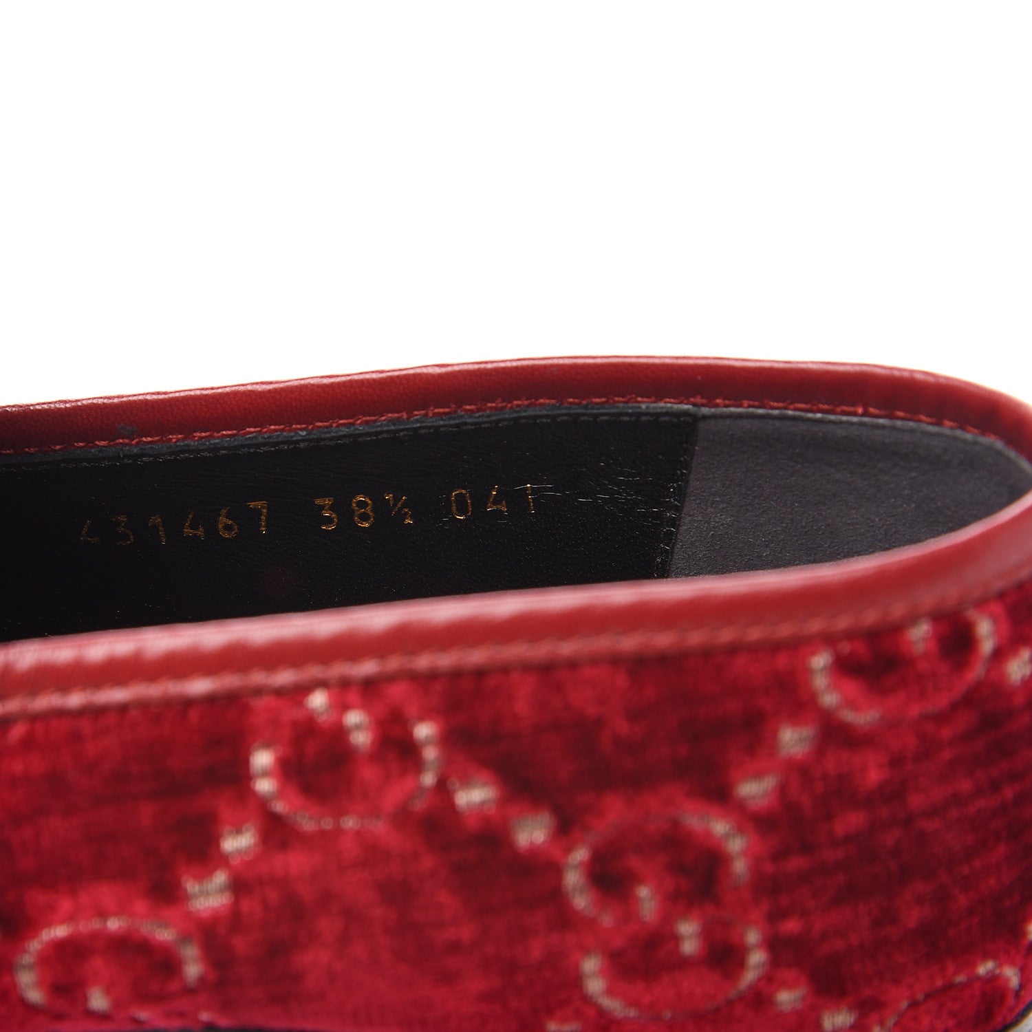 Gucci Velvet Malaga Kid GG Monogram Horsebit Womens Jordaan Loafers 38.5 Red Cipria Romantic Cerise 8 of 9
