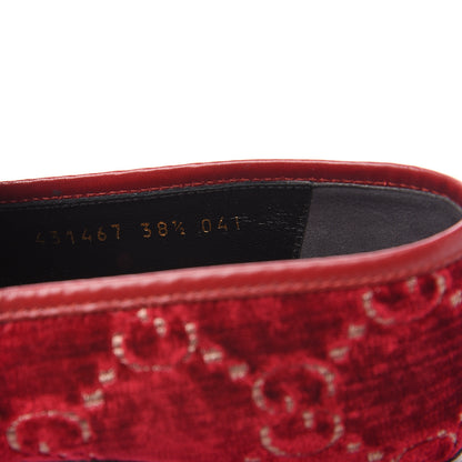 Gucci Velvet Malaga Kid GG Monogram Horsebit Womens Jordaan Loafers 38.5 Red Cipria Romantic Cerise 8 of 9
