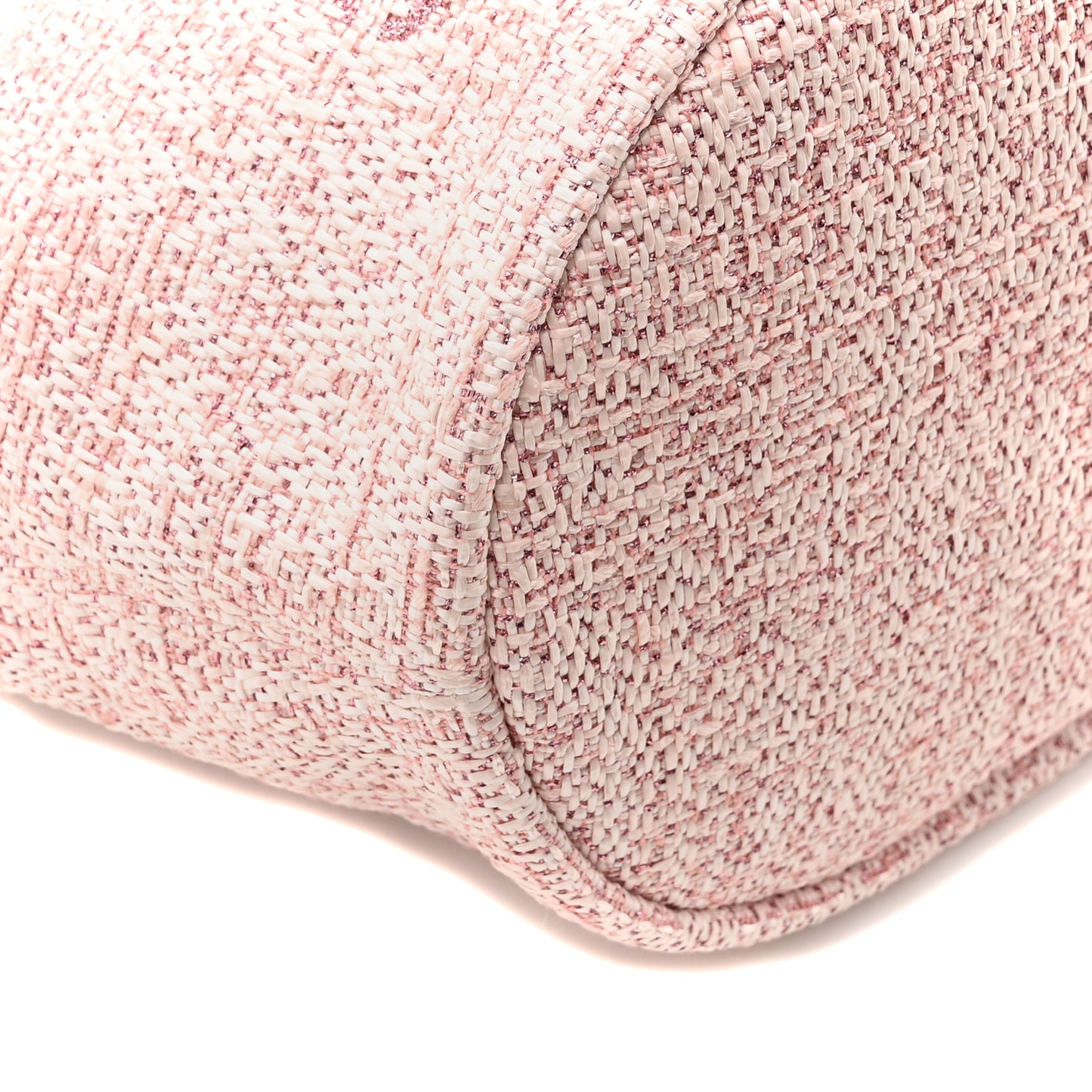 Lurex Boucle Deauville Drawstring Bucket Bag Pink
