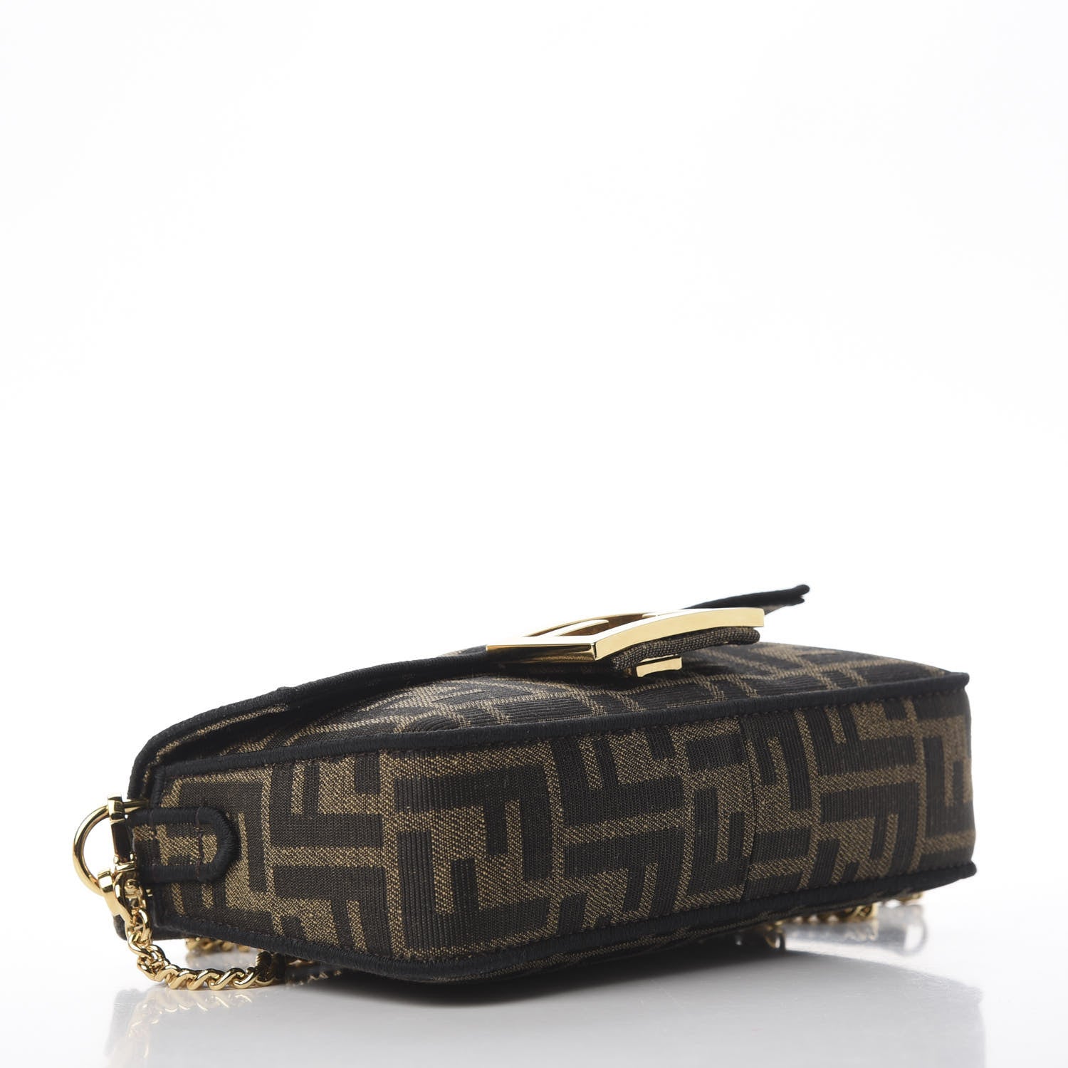 Fendi Fabric Jacquard FF 1974 Mini Baguette Tobacco Moro Black 5 of 12