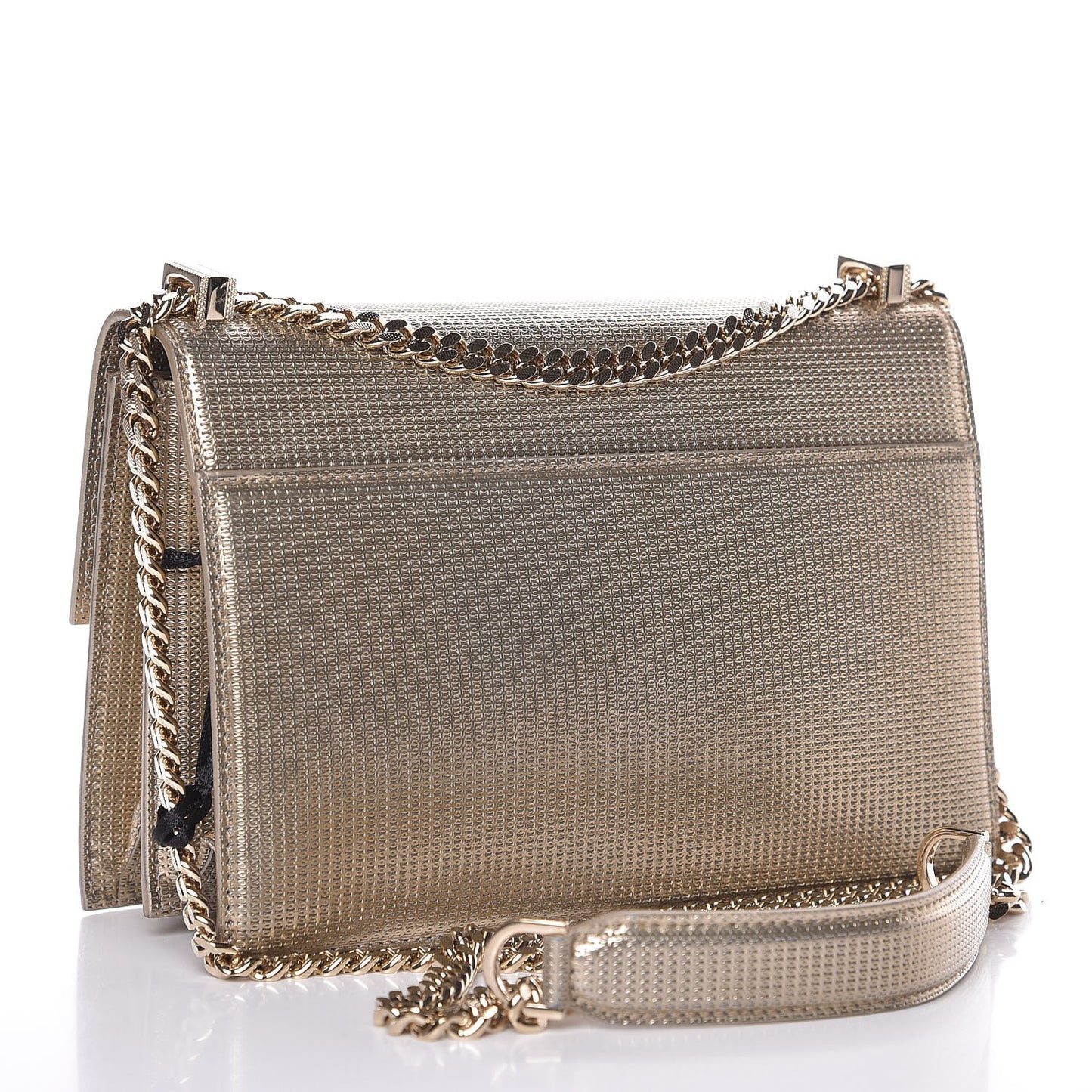 Metallic Diamante Flap Shoulder Bag Gold
