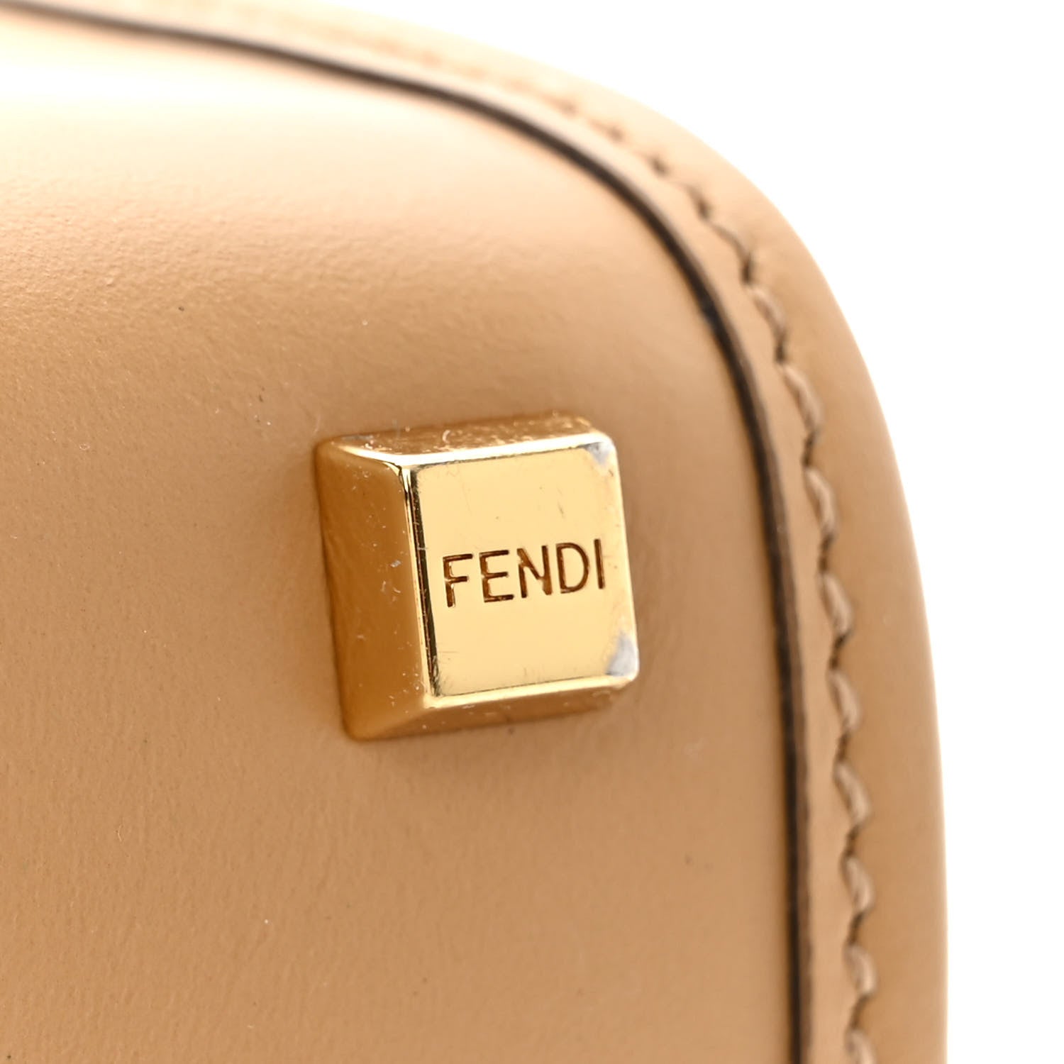 Fendi Vitello King Plexiglass Logo Embossed Mini Fendi Sunshine Shopper Tote Miele Scuro 12 of 13