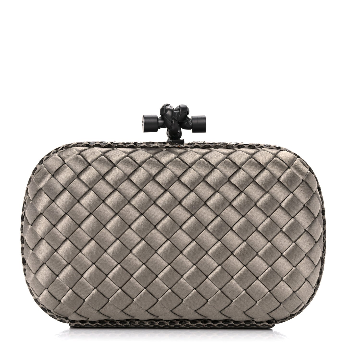 Satin Intreccio Impero Ayers Knot Clutch Taupe