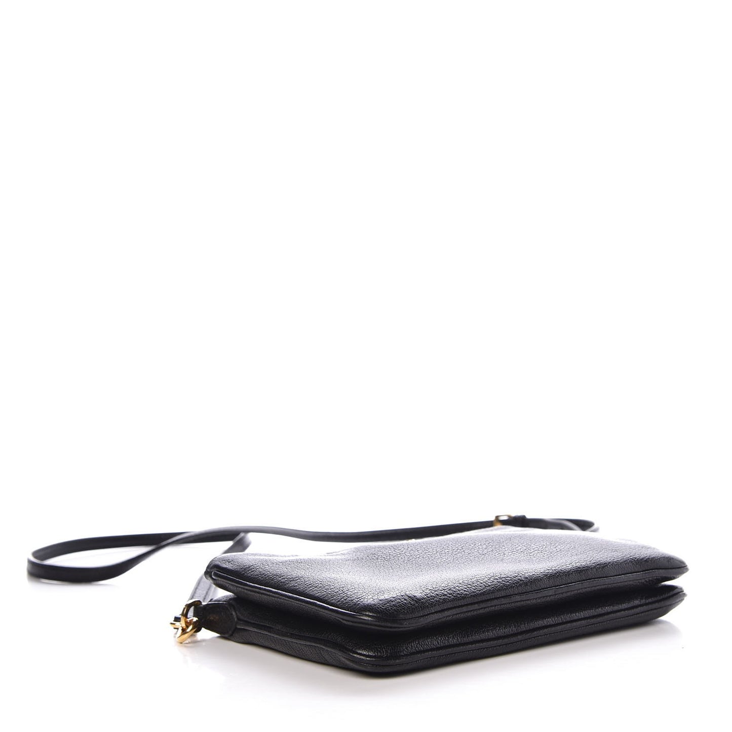 Goatskin Madras Double Zip Crossbody Bag Black