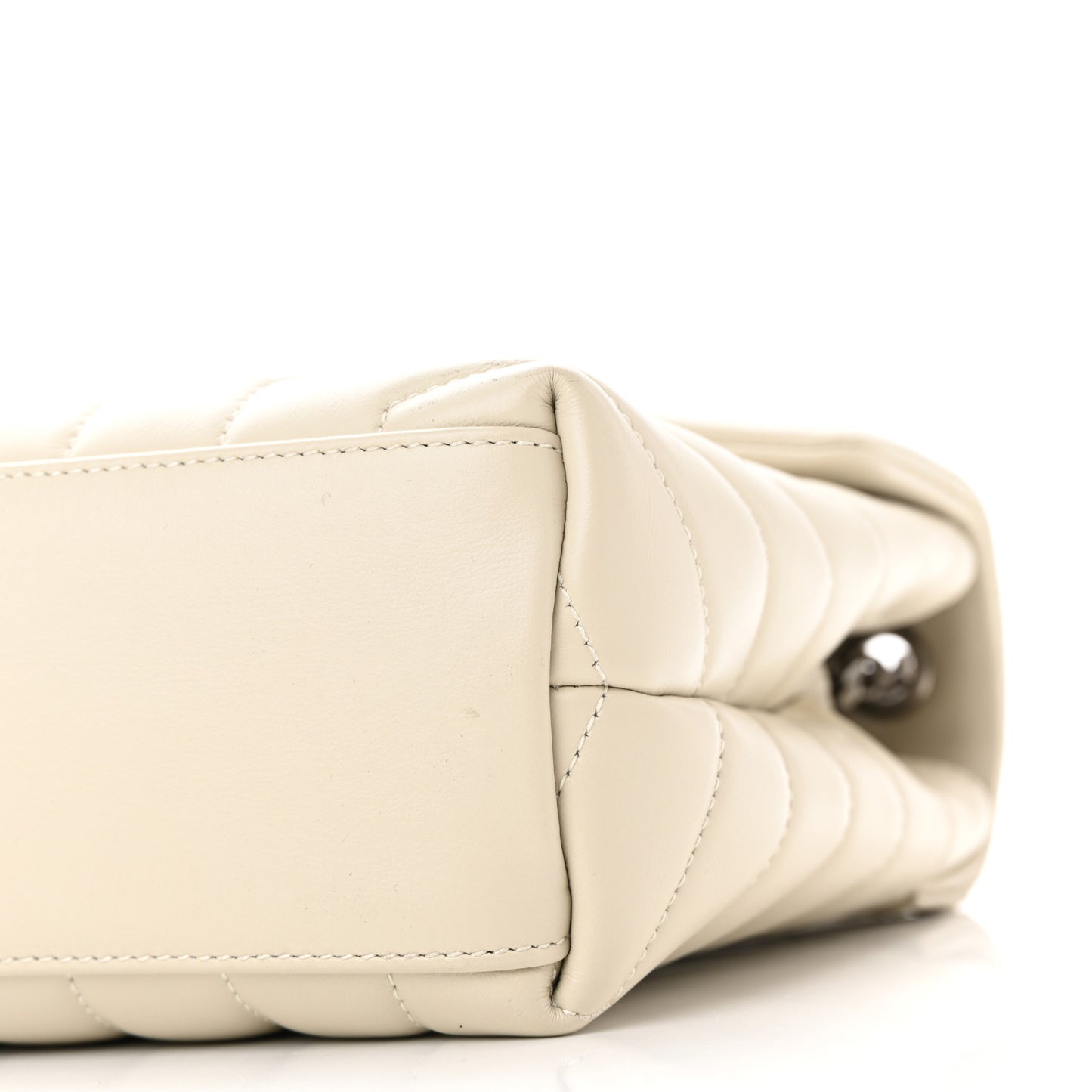 Calfskin Y Quilted Monogram Small Loulou Chain Satchel Crema Soft