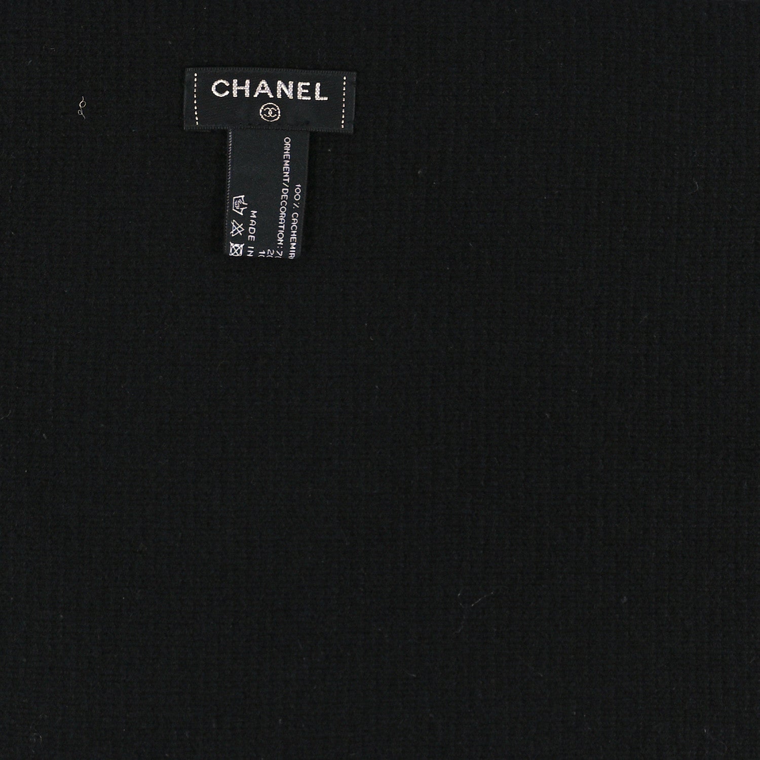 Chanel Cashmere Crystal Pearl CC Scarf Black 3 of 3