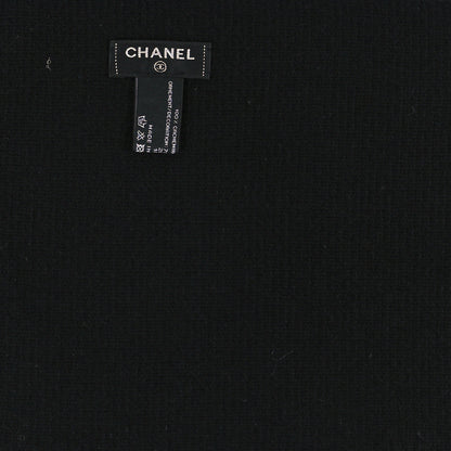 Chanel Cashmere Crystal Pearl CC Scarf Black 3 of 3