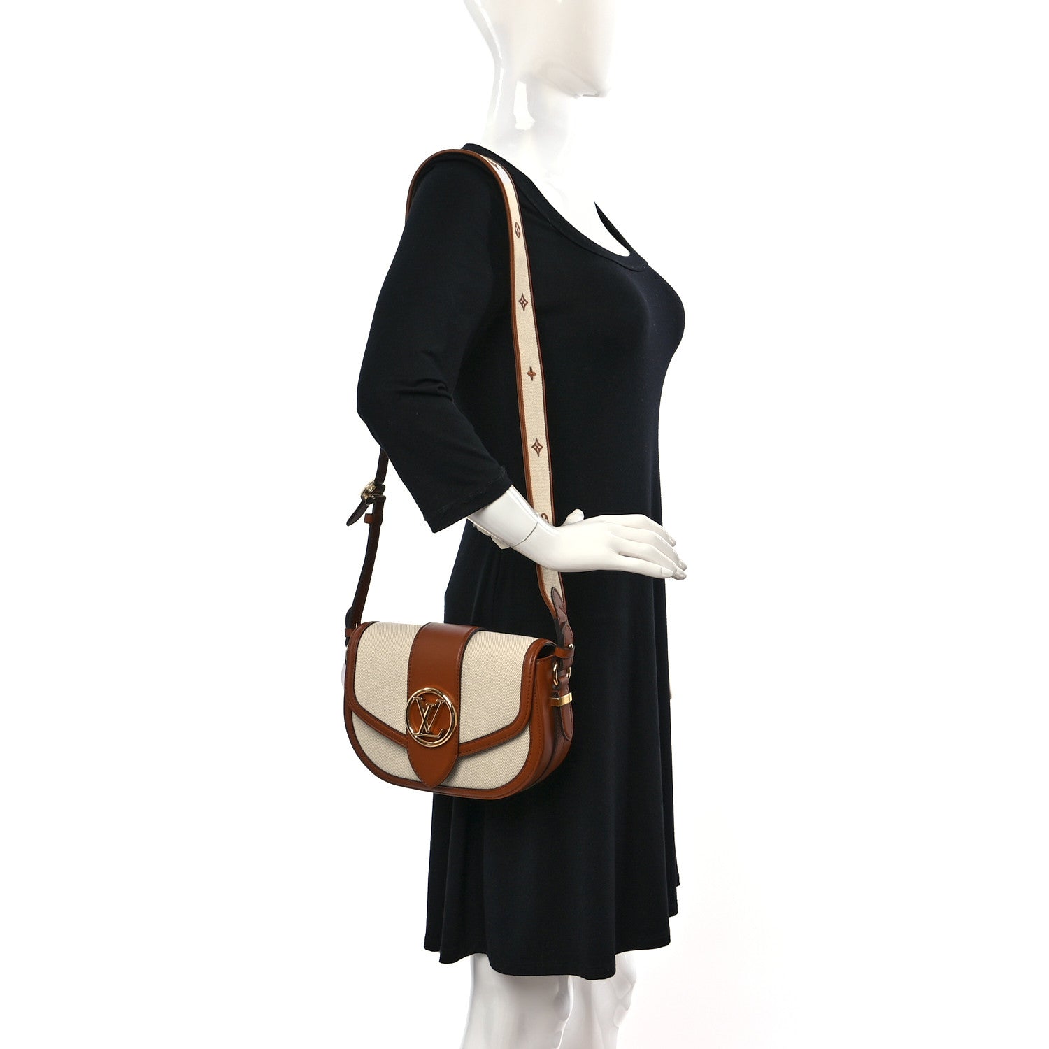 Louis Vuitton Canvas Smooth Calfskin LV Pont 9 Soft MM Caramel Brown 2 of 9