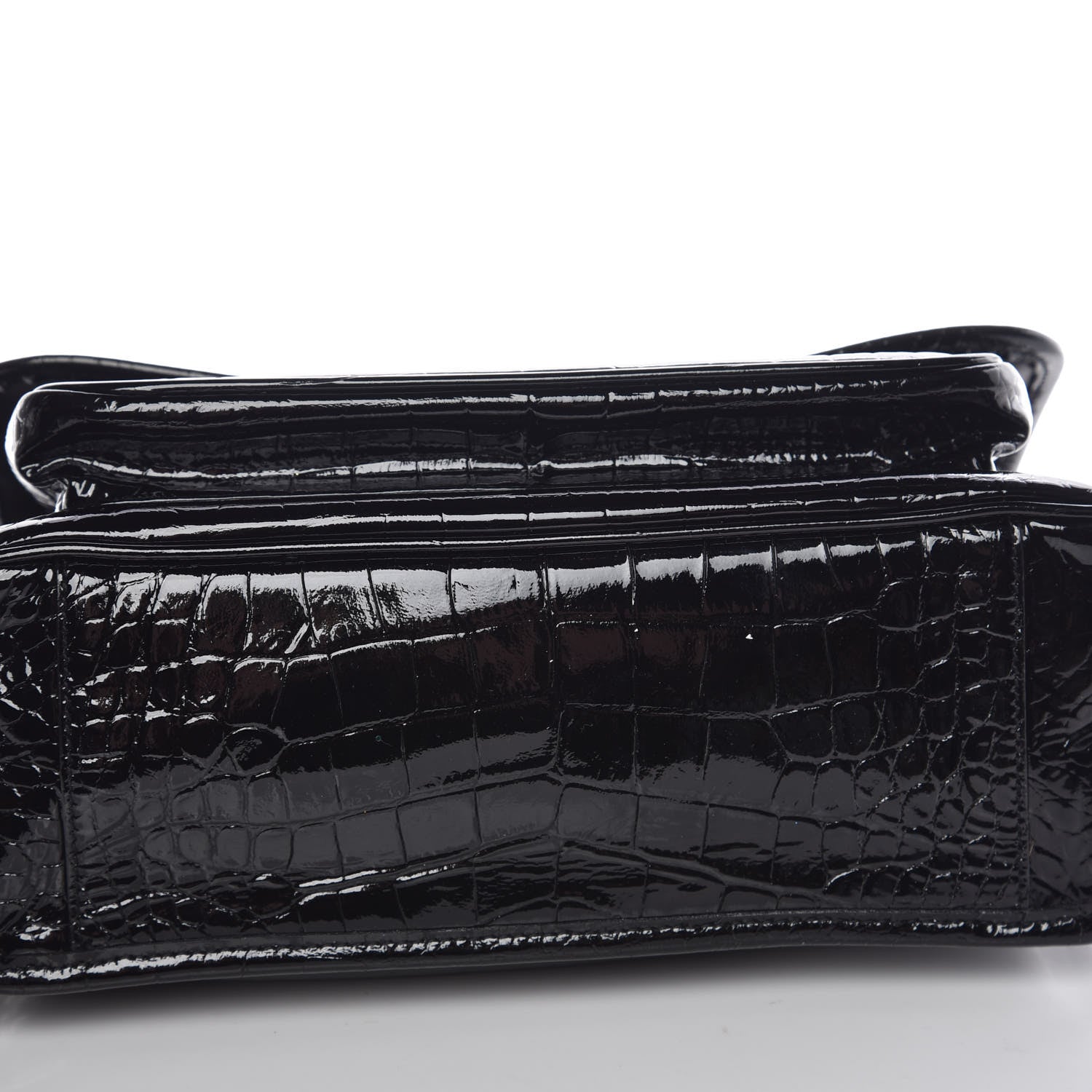 Saint Laurent Patent Crocodile Embossed Lambskin Monogram Medium Niki Chain Satchel Black 9 of 9