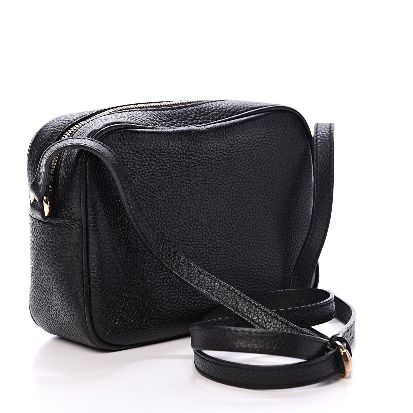 Pebbled Calfskin Small Soho Disco Bag Black